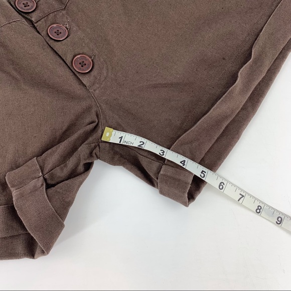 Billabong Brown Linen Blend Button Front Cuffed Shorts, 7 - Picture 11 of 15